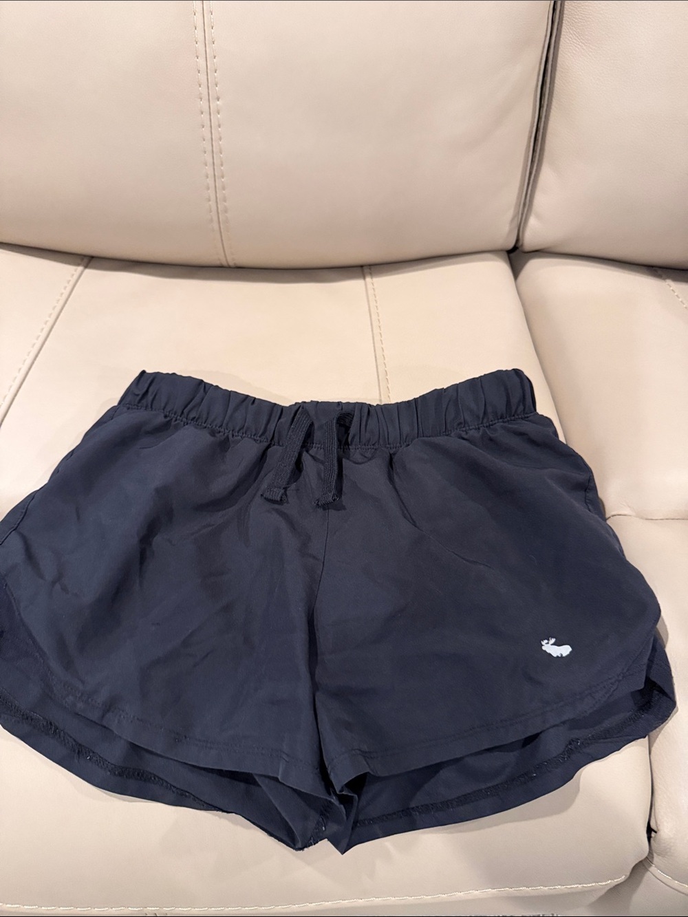 abercrombie kids Navy Athletic Drawstring Shorts with Logo